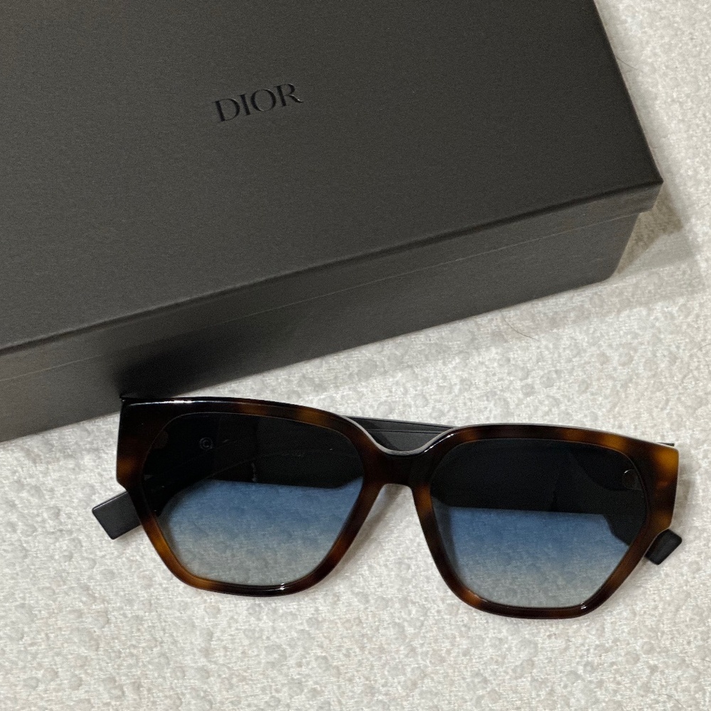 Dior Signature Butterfly Sunglasses Black / Blue Lenses